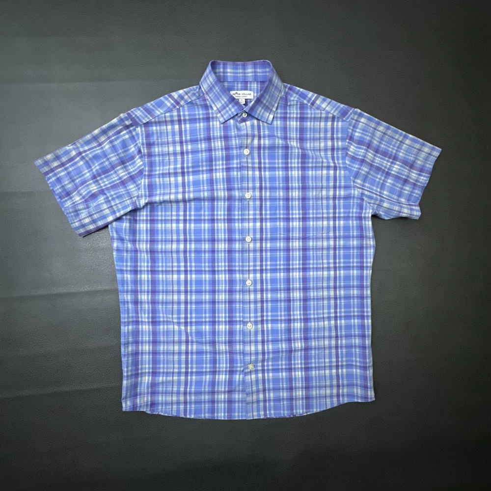 Peter Millar Shirt Mens Medium Blue Summer Comfort Lightweight Comfort Preppy